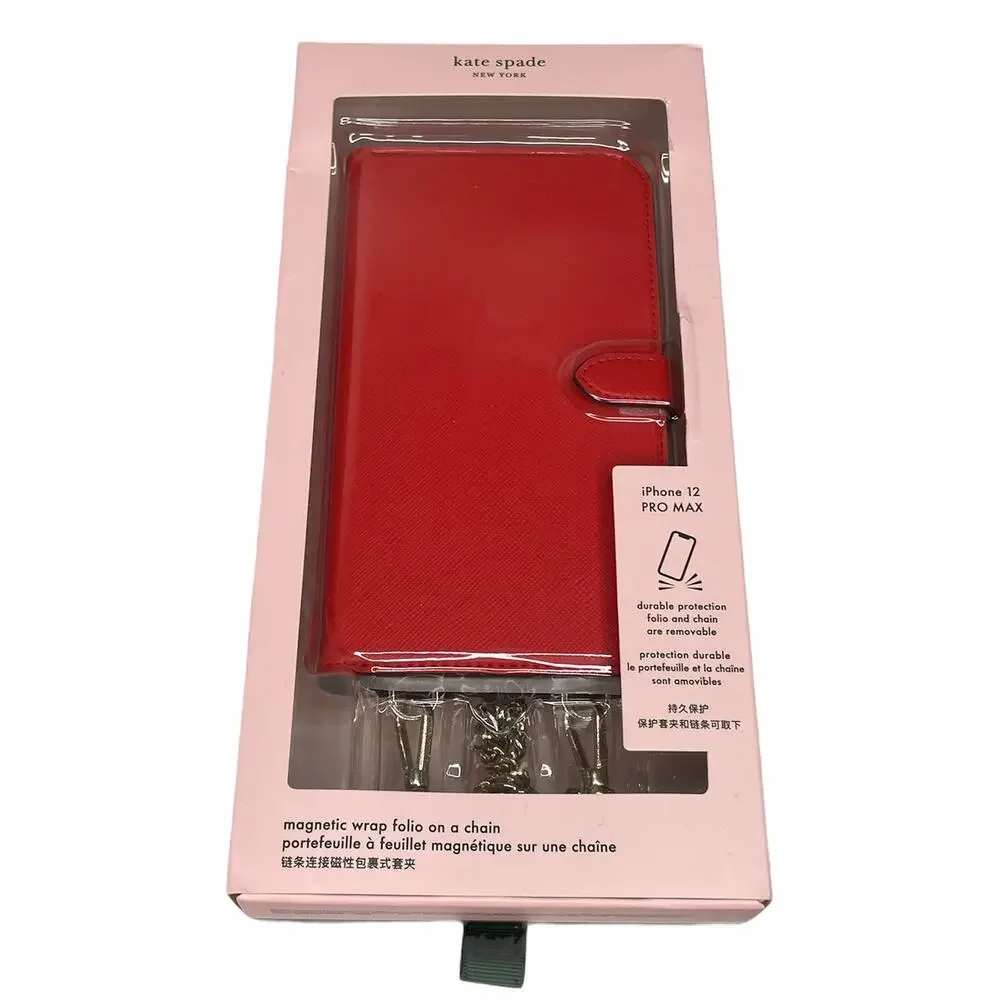 Kate Spade Iphone 12 PRO MAX Magnetic Wrap Folio Case on a Chain crossbody